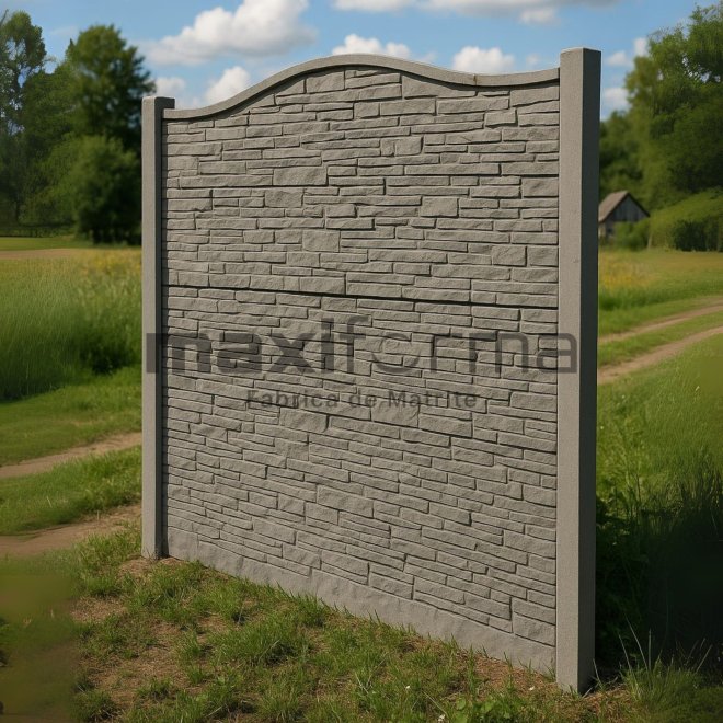 Set Matrite gard panou intreg format din 3 matrite mijloc + 1 terminatia si 2 stalpi PIATRA, Model – Piatra Sparta Romania