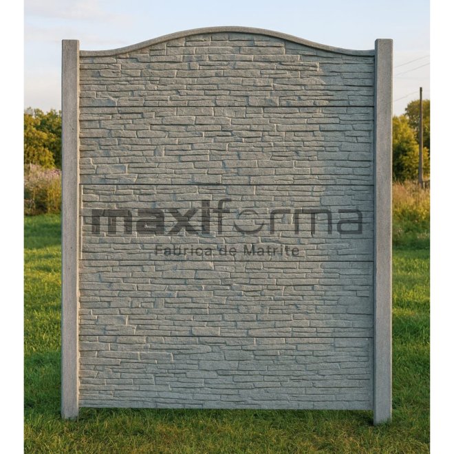 Set Matrite gard panou intreg format din 3 matrite mijloc + 1 terminatia si 2 stalpi PIATRA, Model – Piatra Sparta Romania