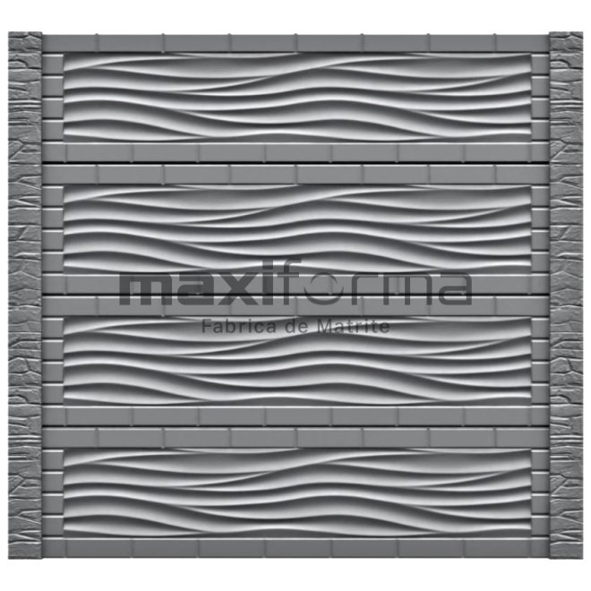 Set Matrite gard panou intreg format din 4 matrite mijloc si 2 stalpi Piatra, Model - Valuri chenar caramida