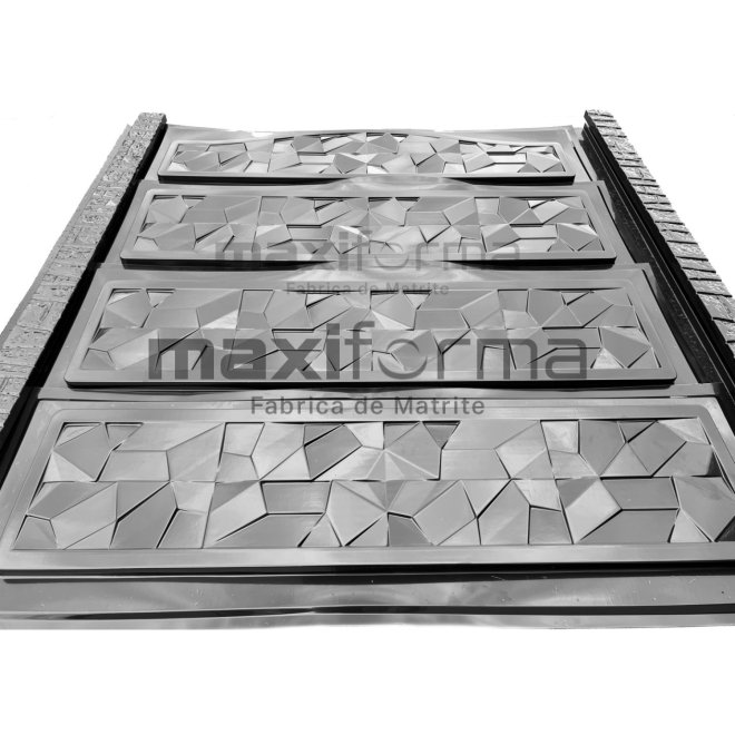 Set Matrite gard panou intreg format din 3 matrite mijloc + 1 terminatia si 2 stalpi Piatra, Model – Diamant
