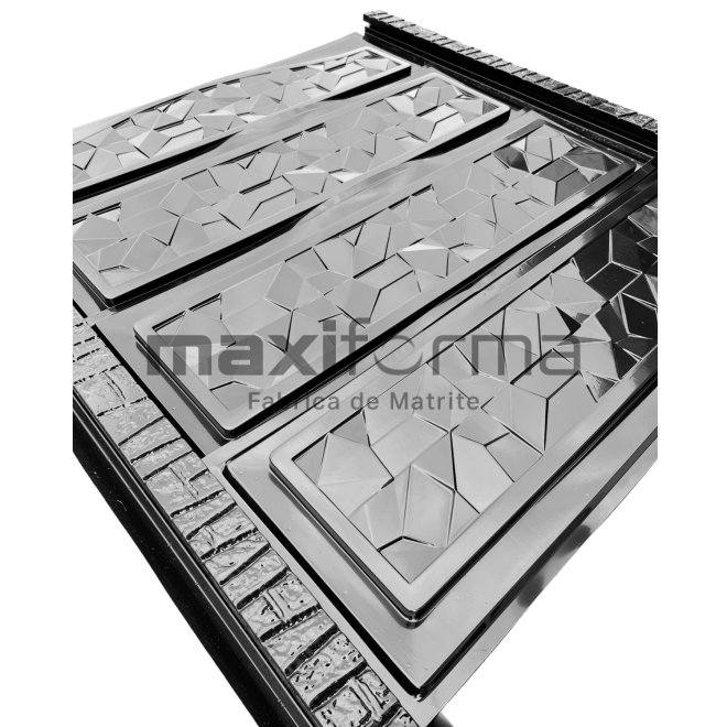 Set Matrite gard panou intreg format din 3 matrite mijloc + 1 terminatia si 2 stalpi Piatra, Model – Diamant