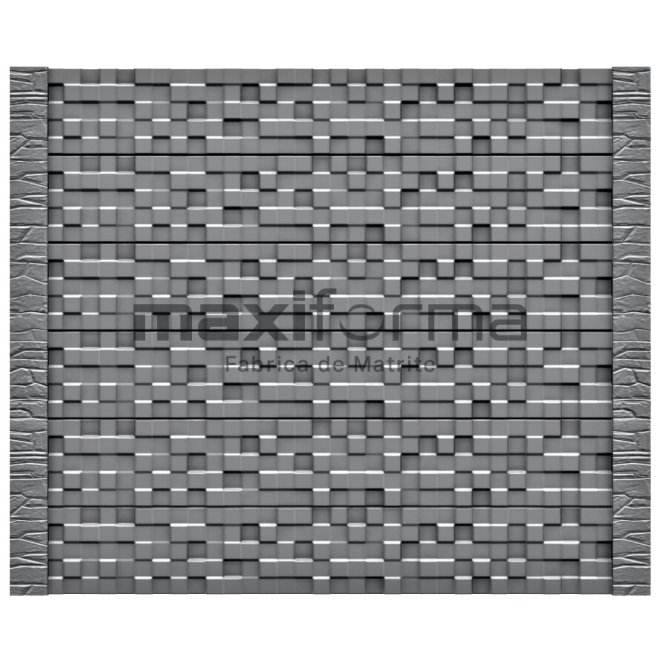 Set Matrite gard panou intreg format din 6 matrite mijloc (200x30cm) si 2 stalpi Piatra, Model – Patratele
